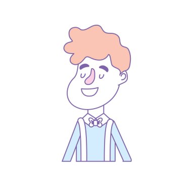 mutlu adam saç modeli ve zarif elbise vektör çizim