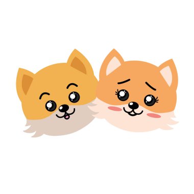 şirin çift vahşi hayvan güzel ifade vektör çizim ile