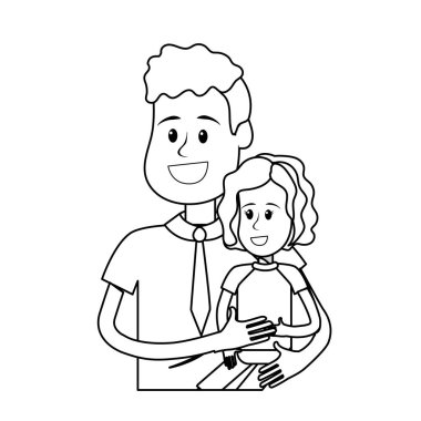 satır güzel baba kızını elinde vektör çizim taşıma