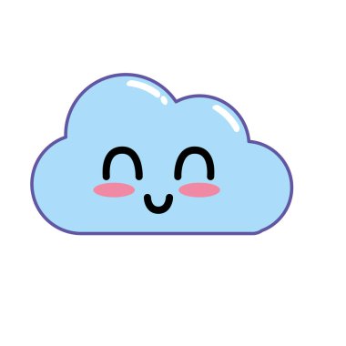 Kawaii şirin mutlu bulut hava vektör çizim