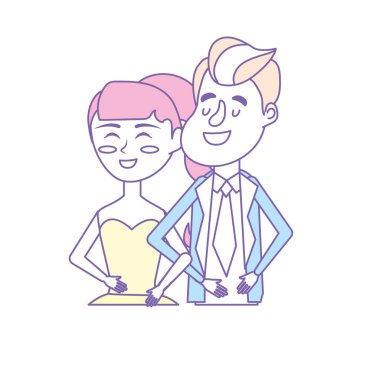 mutlu çift birlikte ve romantik kutlama vektör illüstrasyon