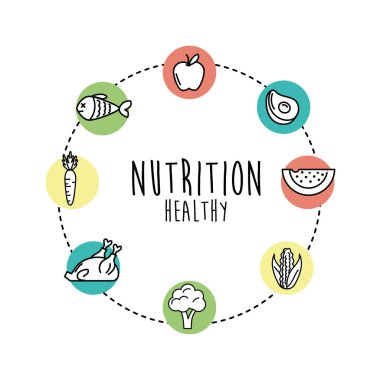 beslenme sebze ve meyve protein ve un vektör çizim ile ayarla