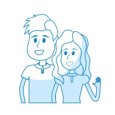 siluet sevimli erkek ve kız rahat kıyafet, vektör çizim ile