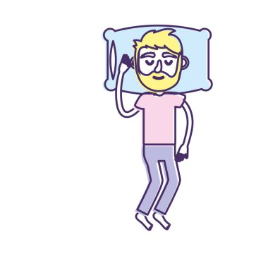 Erkek saç modeli ile uyku vektör çizim tasarım