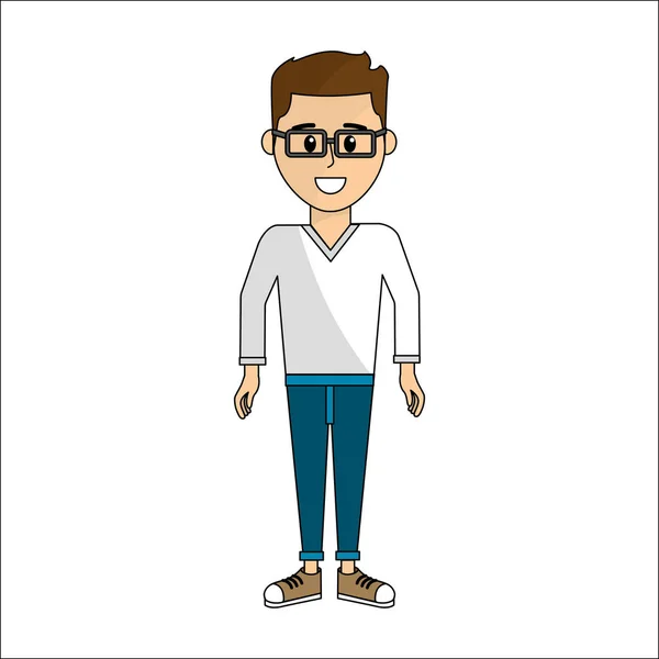 Personas Hombre Con Tela Casual Gafas Avatar Icono Imagen Ilustración — Vector de stock