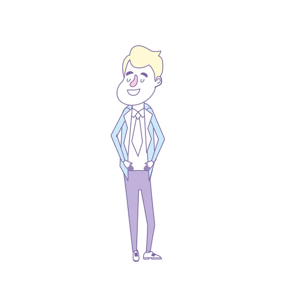 Ευτυχισμένος Άνθρωπος Χτένισμα Και Κομψό Κοστούμι Εικονογράφηση Διάνυσμα — Διανυσματικό Αρχείο