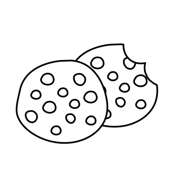 Ligne Délicieux Biscuits Frais Collation Boulangerie Illustration Vectorielle — Image vectorielle