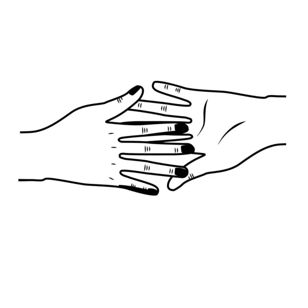 Mãos Linha Dando Paz Amizade Ilustração Vetorial — Vetor de Stock