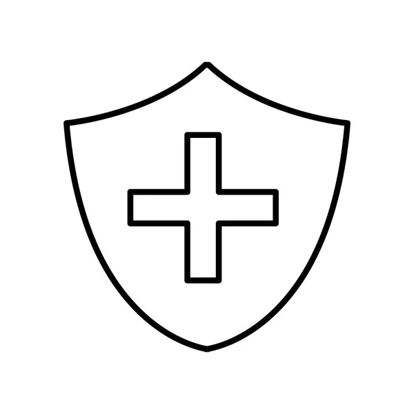 Ícone Linha Segurança Emergência Cruzada Selo Ilustração Vetorial — Vetor de Stock