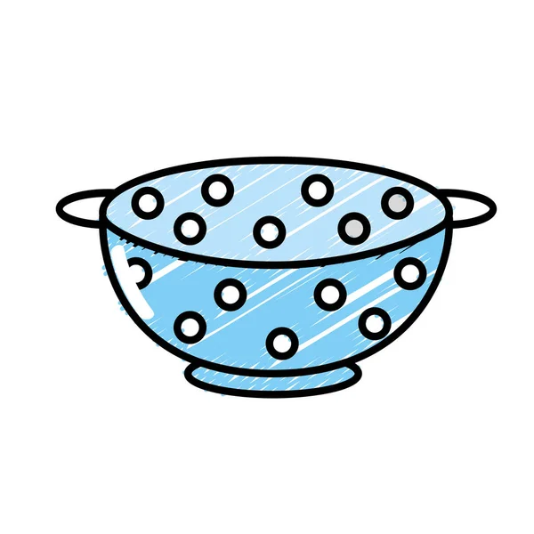 料理のベクトル図のザル キッチン器具オブジェクト — ストックベクタ