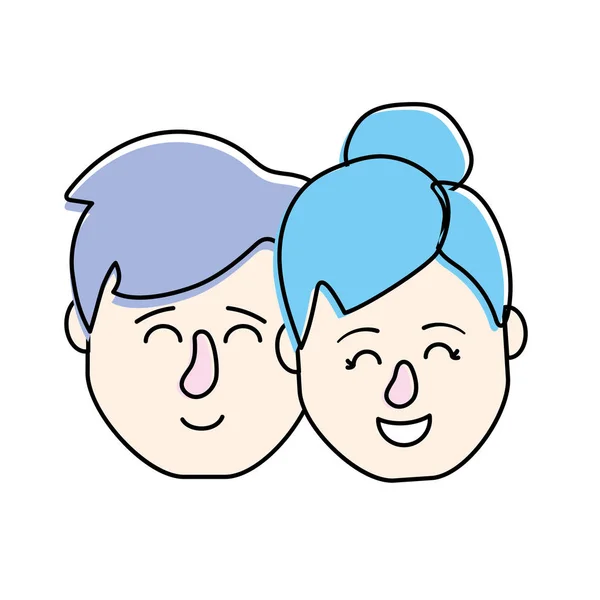 Cabeza Pareja Avatar Con Diseño Peinado Vector Ilustración — Vector de stock