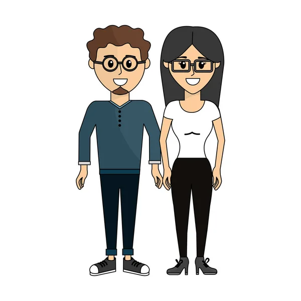 Paren Van Man Met Bril Zijn Vrouw Vector Illustratie Design — Stockvector