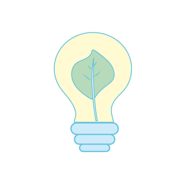 энергетическая лампа с листьями внутри к окружающей среде векторной иллюстрации
