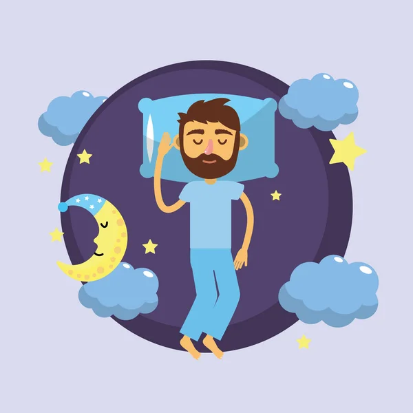 Man Sleeping Taking Good Night Vector Illustration — Stock Vector