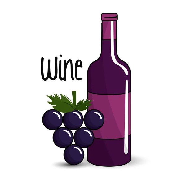 Garrafa Vinho Com Cacho Uvas Ícone Imagem Design Ilustração Vetorial —  Vetores de Stock