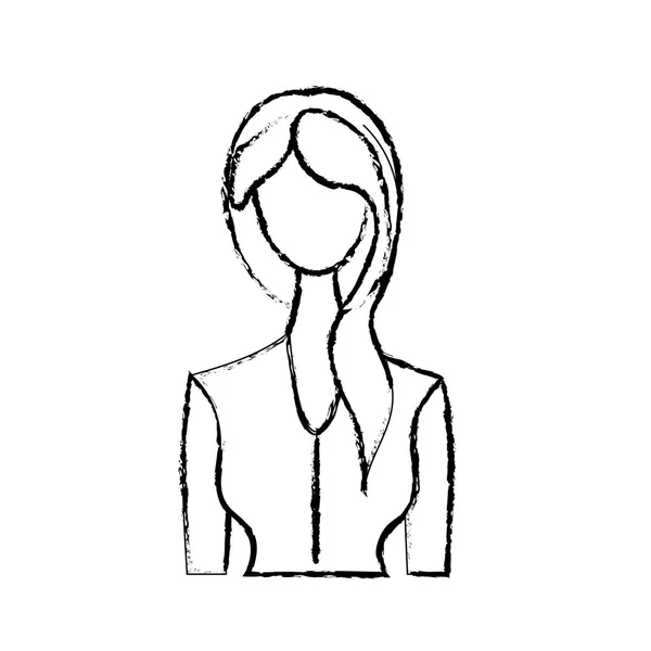 Figure Cute Woman Hairstyle Elegant Blouse Vector Illustration — 图库矢量图片