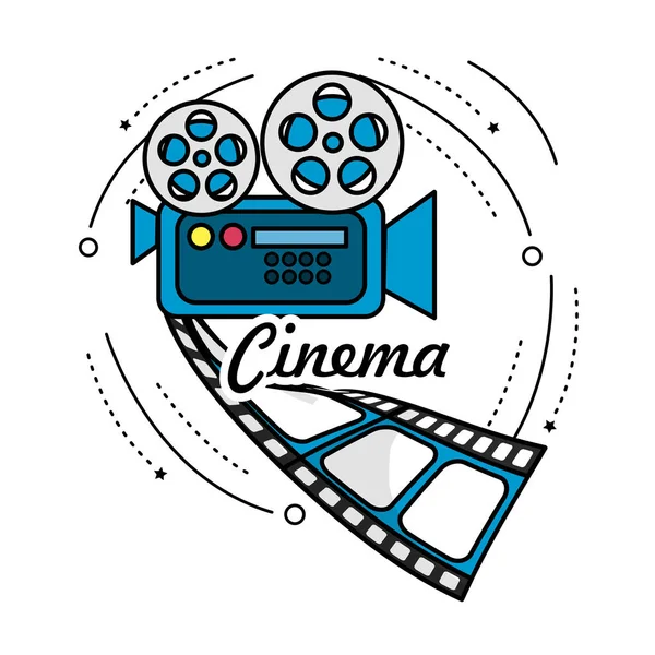 Cámara Película Con Escena Carrete Tira Película Ilustración Vectorial — Vector de stock