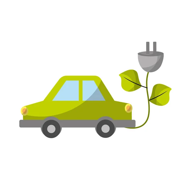 Car Transportation Power Cable Leaves Vector Illustration — ストックベクタ