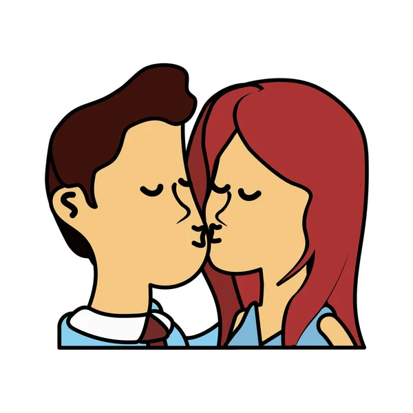 Cute Couple Kissing Romantic Scene Vector Illustration — Stock Vector