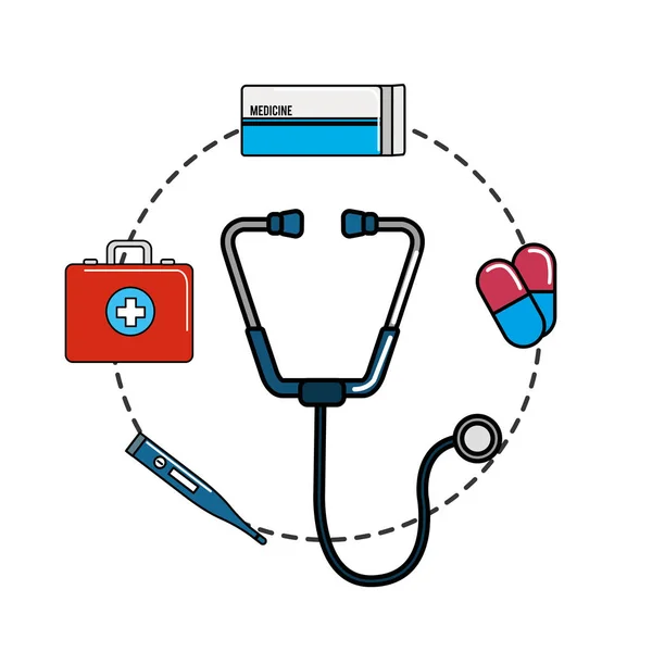 Tethoscope Hospital Tools Icon Vector Illustration Design — Stock Vector