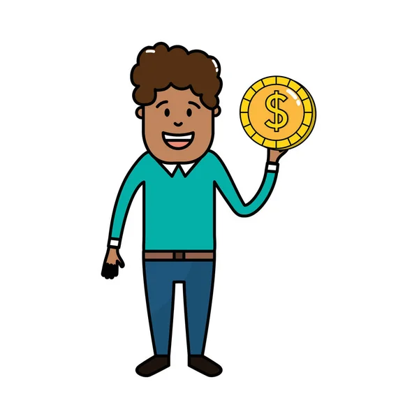 Man Coin Cash Money Hand Vector Illustration — Stock Vector