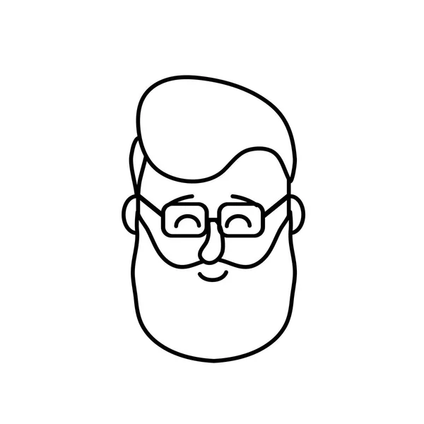 Ligne Avatar Homme Tête Avec Dessin Coiffure Illustration Vectorielle — Image vectorielle