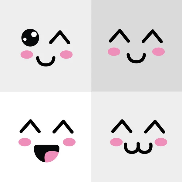 Kawaii Happys Gezicht Pictogram Vector Illustraction Ontwerp Afbeelding — Stockvector