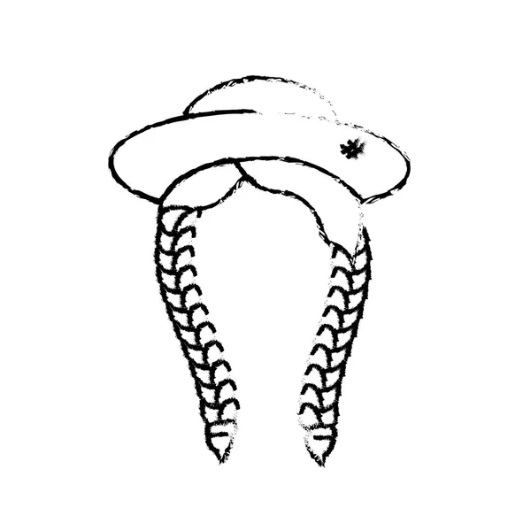 Рисунок Красивых Волос Шляпой Голове — стоковый вектор