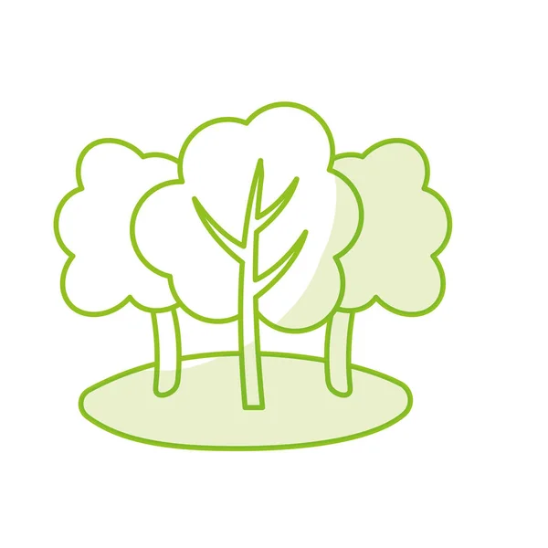 Silueta Árboles Naturales Con Ramas Ecología Cuidado Vector Ilustración — Vector de stock