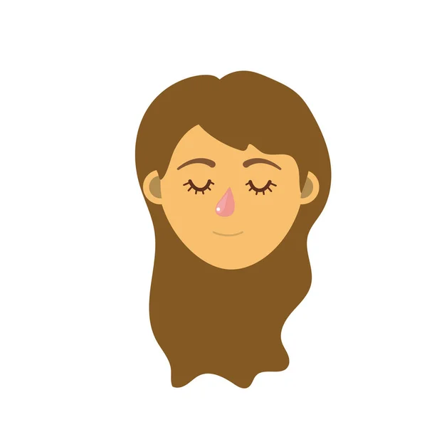 Cabeza Mujer Con Los Ojos Cerrados Peinado Vector Ilustración — Vector de stock