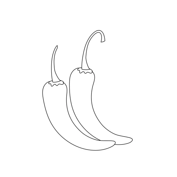 Line Cayenne Chili Natural Vegetable Nutrition Vector Illustratioon — ストックベクタ