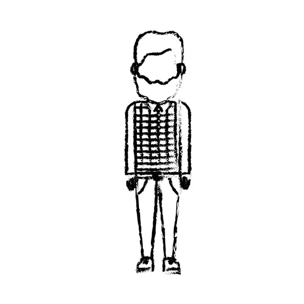 Figura Uomo Carino Con Acconciatura Disegno Vettoriale Illustrazione — Vettoriale Stock
