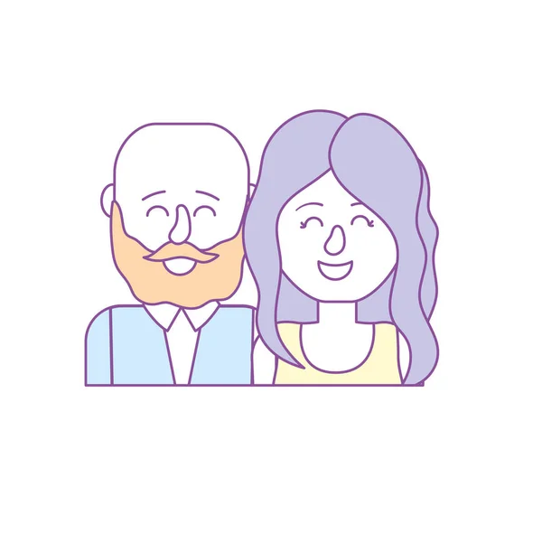 Beau Couple Avec Illustration Vectorielle Conception Coiffure — Image vectorielle