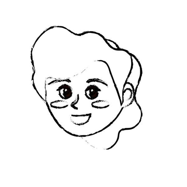 Figur Avatar Lycklig Kvinna Ansikte Med Frisyr Design Vektor Illustration — Stock vektor