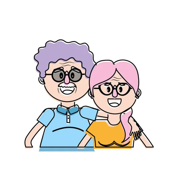 Pareja Edad Con Peinado Gafas Vector Ilustración — Vector de stock