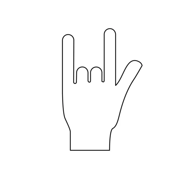Line Hand Rock Symbol Musical Signals Vector Illustration — Stock Vector