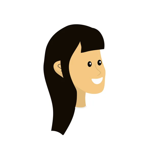 Glücklich Niedliche Frau Gesicht Mit Frisur Vektorillustration — Stockvektor