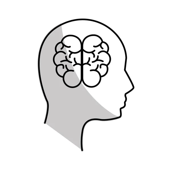 Figur Psychische Gesundheit Person Mit Gehirn Vektorillustration — Stockvektor