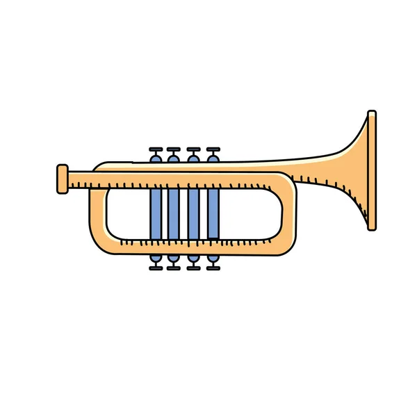 Instrumento Musical Trompete Para Tocar Música Vetor Ilustração — Vetor de Stock