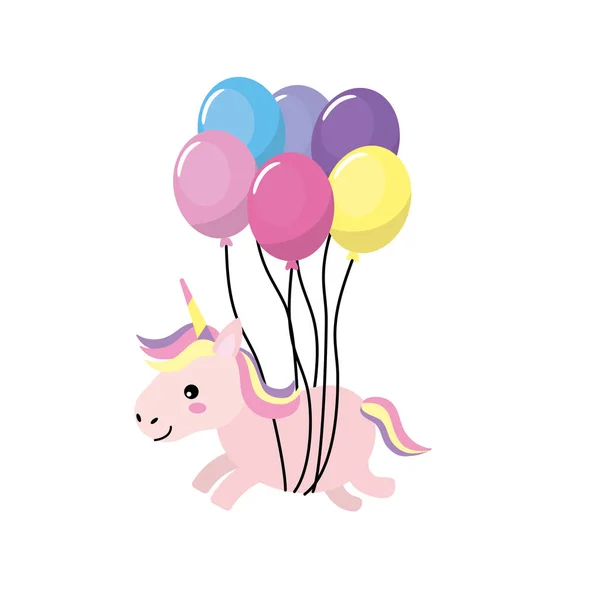 Beauty Unicorn Balloons Decoration Design Vector Illustration — Stock Vector