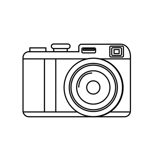 Line Cute Digital Camera Take Picture Vector Illustration — Stock Vector