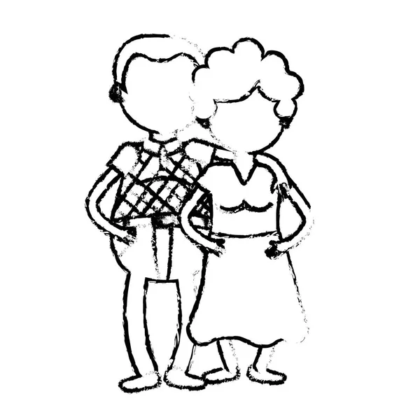 Figure Vieux Couple Avec Dessin Coiffure Illustration Vectorielle — Image vectorielle