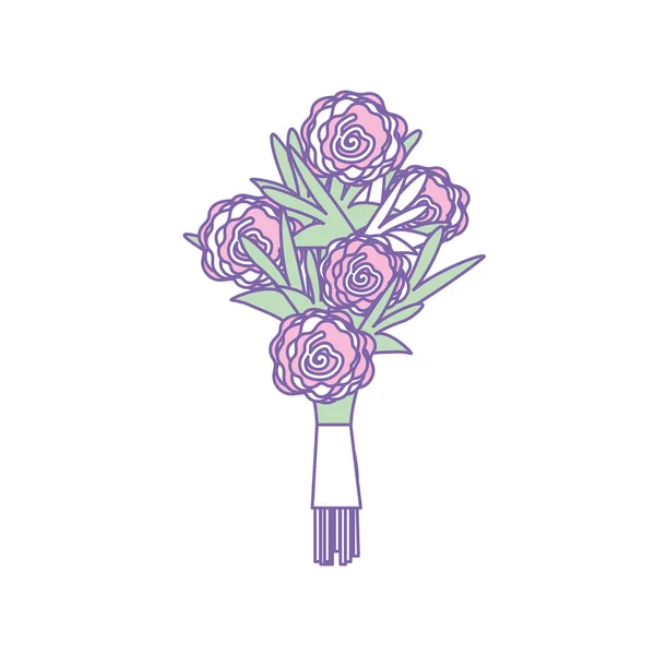 Flores Buquê Beleza Com Pétalas Design Vetor Ilustração — Vetor de Stock