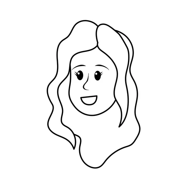Линия Счастливая Милая Женщина Лицо Прической Векторные Иллюстрации — стоковый вектор