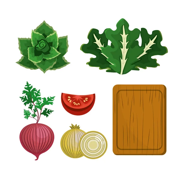 Lahodné Čerstvé Zdravé Zeleniny Vektorové Ilustrace Design — Stockový vektor