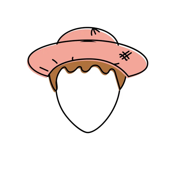 Mignon Homme Visage Avec Chapeau Vecteur Illustration — Image vectorielle