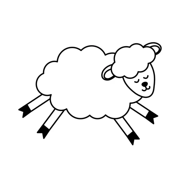 Linii Zwierząt Cute Owiec Wełny Projekt Wektor Ilustracja — Wektor stockowy