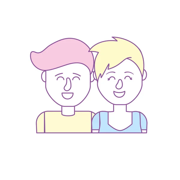 Bonita Pareja Con Diseño Peinado Vector Ilustración — Vector de stock