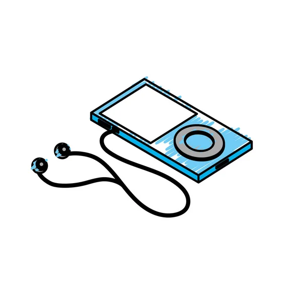 Technologie Mp3 Met Koptelefoon Luisteren Naar Muziek Vectorillustratie — Stockvector