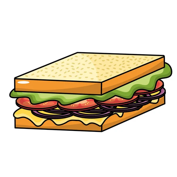 Heerlijk Broodje Fast Food Maaltijd Vectorillustratie — Stockvector